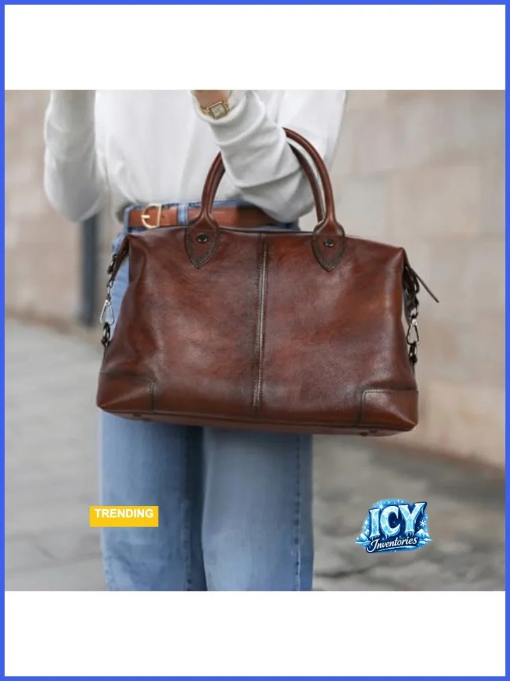 Genuine Leather Satchel Tote Bag Women Large Capacity Top Handle Handbag